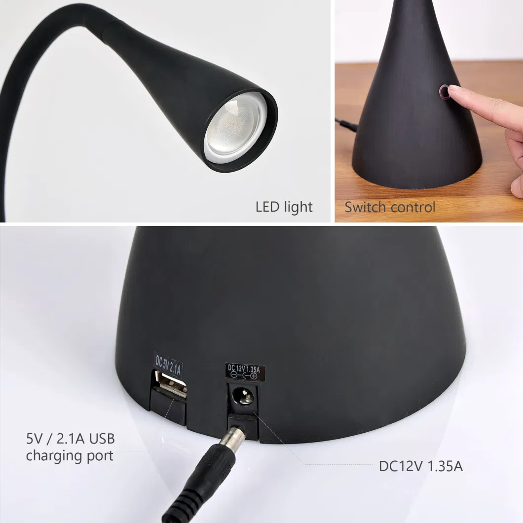 European Wholesale Minimalist Art Design Gooseneck Foldable Business Decorative Illuminating LED Desk Lamp for Creative Gift